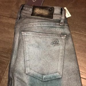 Silver Metallic Coated Straight Jeans